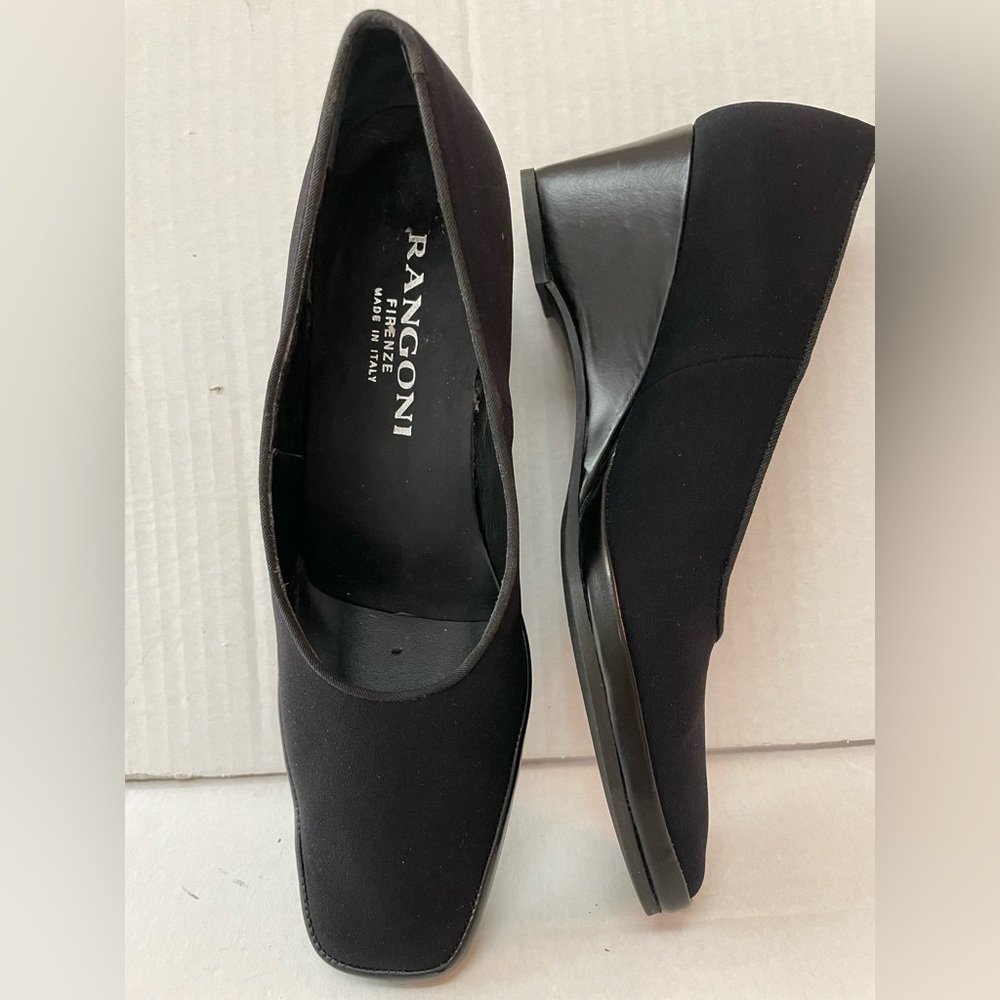 Rangoni Shoes Leather and Cloth Wedge Made in Italy Narrow Career Shoe Size 8